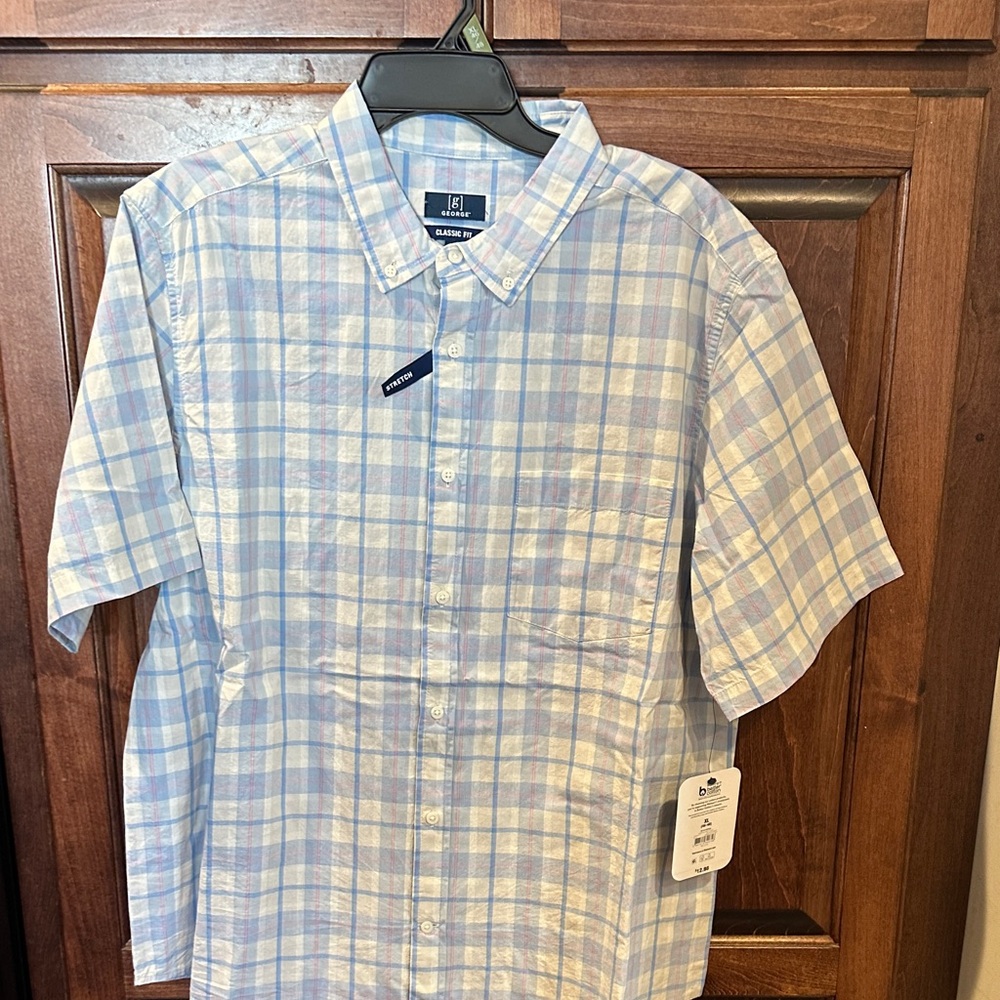 George Blue and White Checkered Casual Shirt